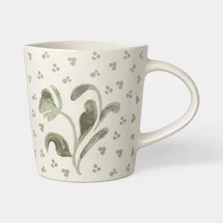 13.53 fl oz Stoneware Aralia Mug Hand Painted Green - Threshold™