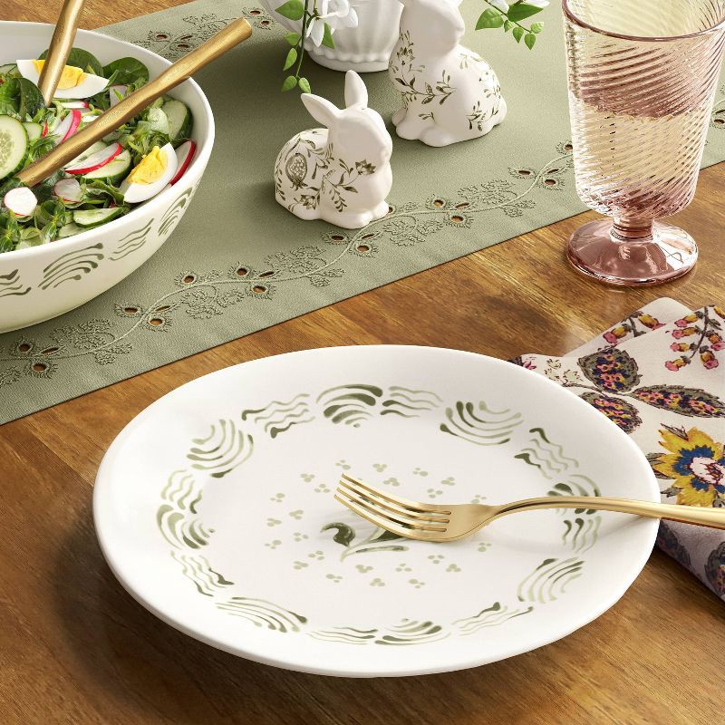 slide 2 of 3, 8.5" Stoneware Aralia Salad Plate Hand Painted Green - Threshold™, 1 ct