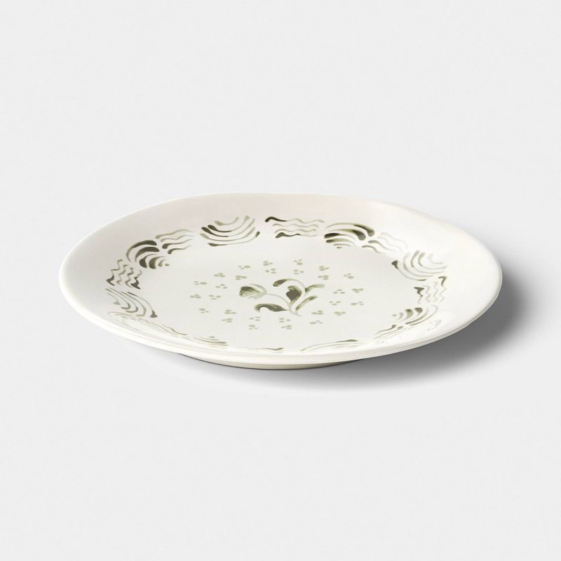slide 3 of 3, 8.5" Stoneware Aralia Salad Plate Hand Painted Green - Threshold™, 1 ct