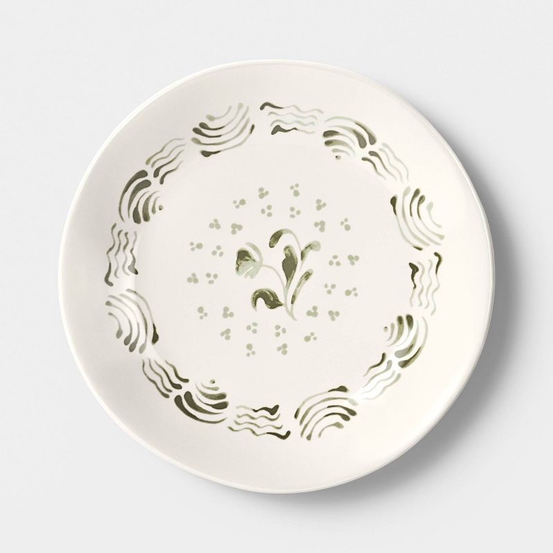 slide 1 of 3, 8.5" Stoneware Aralia Salad Plate Hand Painted Green - Threshold™, 1 ct