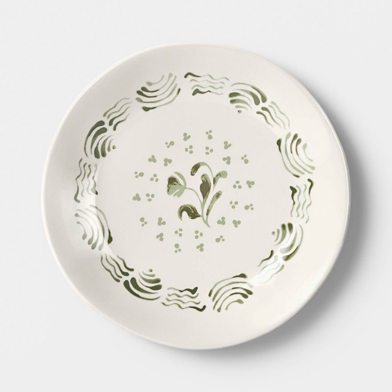 slide 1 of 3, 8.5" Stoneware Aralia Salad Plate Hand Painted Green - Threshold™, 1 ct