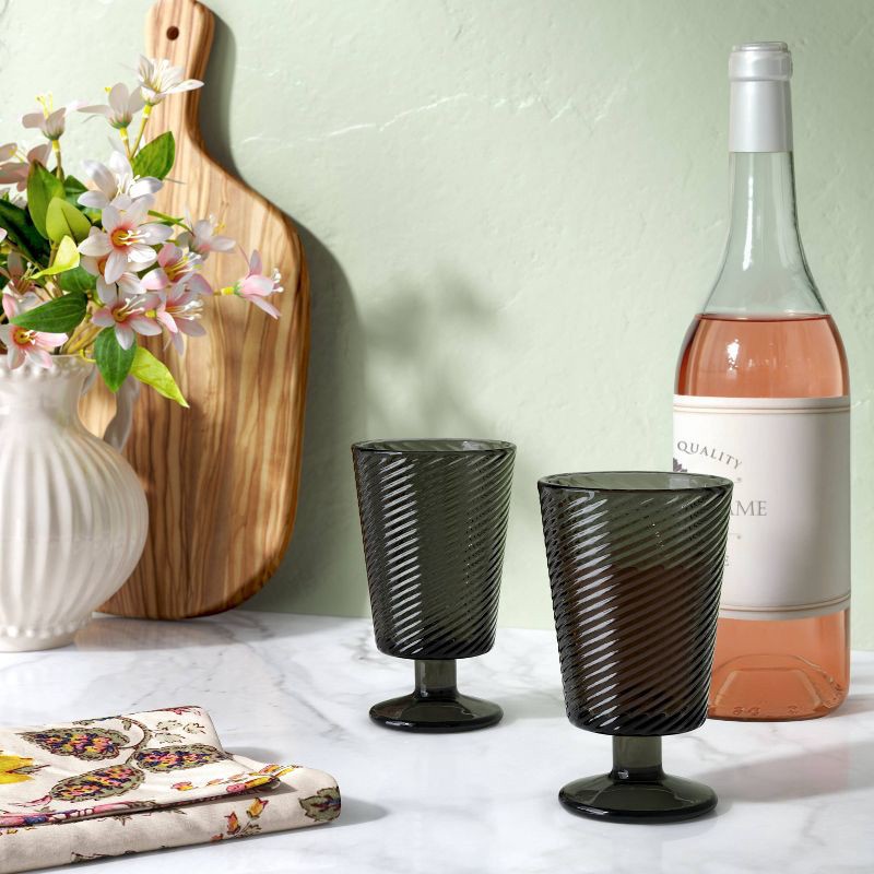 slide 2 of 3, 8.1 fl oz Swirl Restful Wine Glass Green - Threshold™, 8.1 fl oz