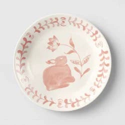 8.5" Easter Stoneware Aralia Bunny Salad Plate Hand Painted Pink - Threshold™