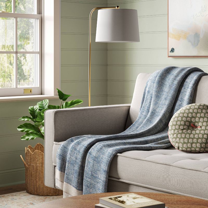 slide 2 of 5, Lightweight Woven Throw Blanket Blue - Threshold™, 1 ct