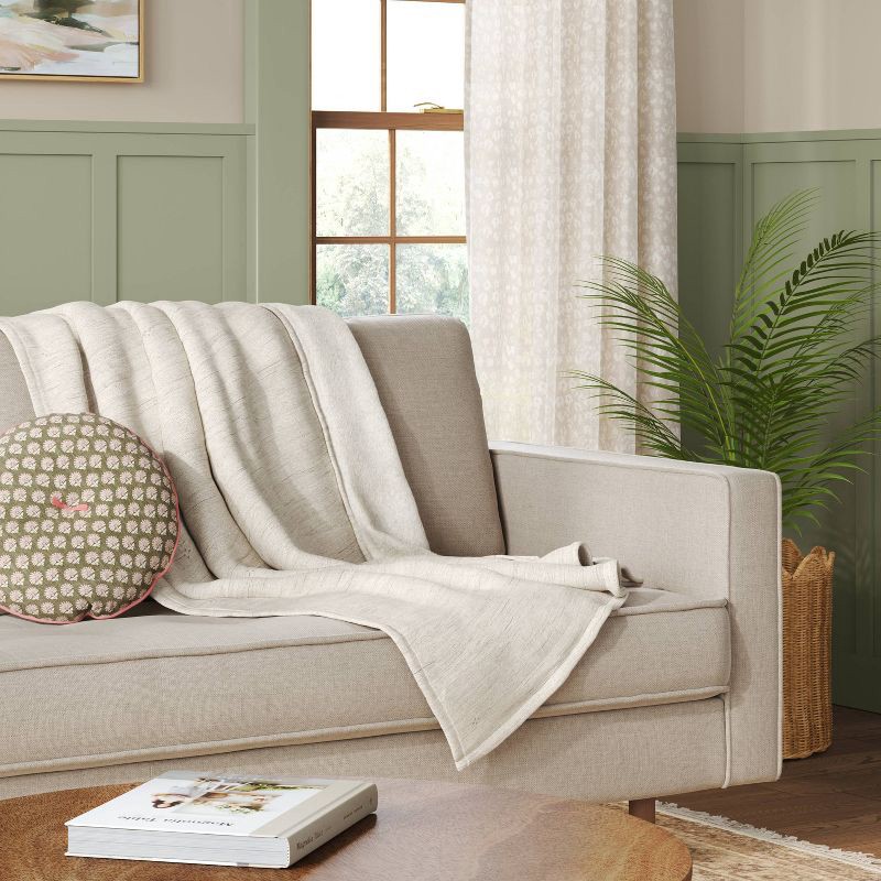 slide 2 of 5, Gauze Throw with Cozy Reverse Cream - Threshold™, 1 ct