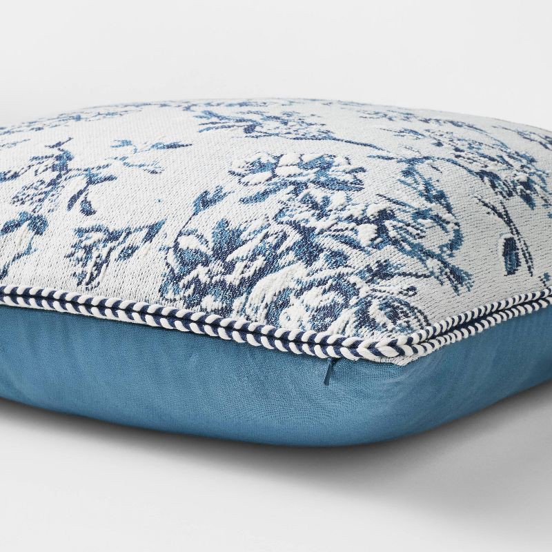 slide 4 of 4, Threshold designed w/Studio McGee Oversized Square Floral Jacquard Pillow Blue - Threshold™ designed with Studio McGee, 1 ct