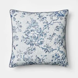 Threshold designed w/Studio McGee Oversized Square Floral Jacquard Pillow Blue - Threshold™ designed with Studio McGee