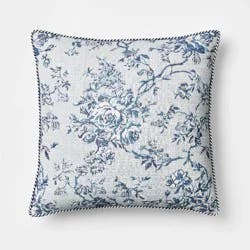 Threshold designed w/Studio McGee Oversized Square Floral Jacquard Pillow Blue - Threshold™ designed with Studio McGee