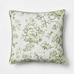 Threshold designed w/Studio McGee Oversized Square Floral Jacquard Pillow Green - Threshold™ designed with Studio McGee