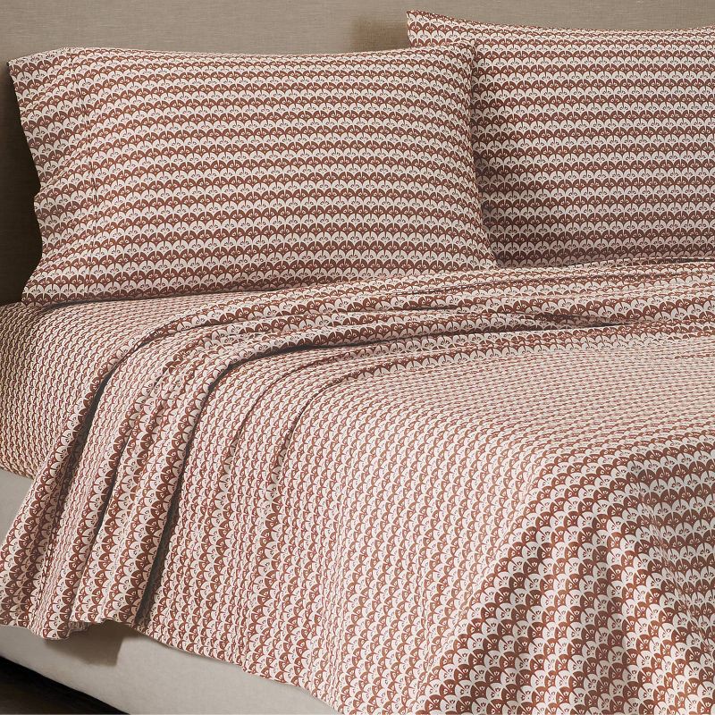 slide 1 of 6, Jeremiah Brent Home King Cotton Sateen Sheet Set Clay Scallop Geo, 1 ct