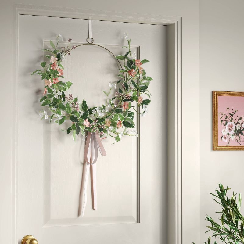 slide 2 of 3, Spring Floral Asymmetrical Wreath - Threshold™, 1 ct