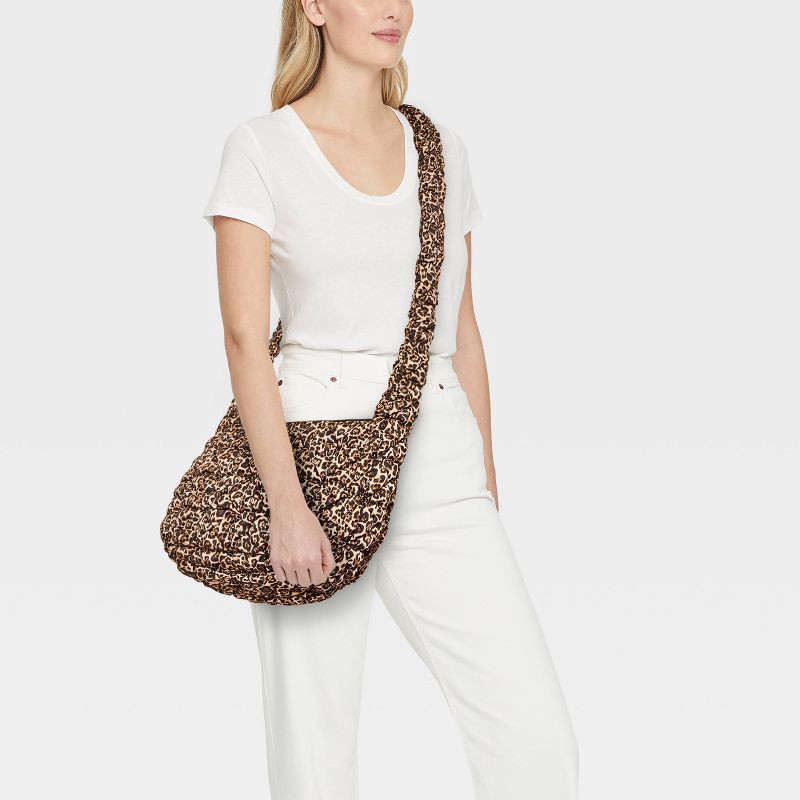 slide 2 of 5, Puffer Leopard Print Crossbody Handbag - Wild Fable™ Black, 1 ct