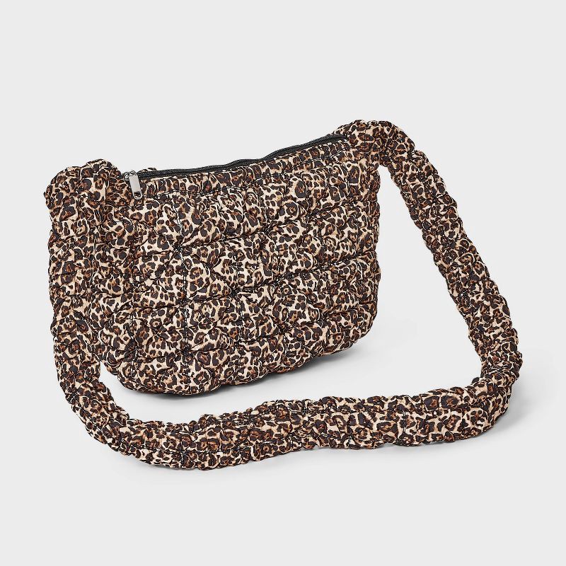 slide 3 of 5, Puffer Leopard Print Crossbody Handbag - Wild Fable™ Black, 1 ct
