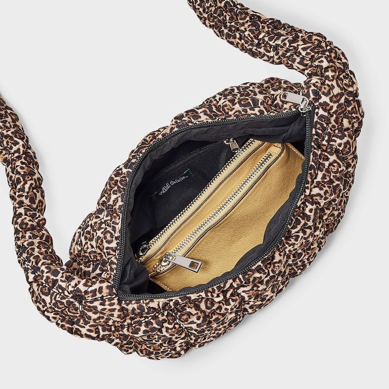 slide 4 of 5, Puffer Leopard Print Crossbody Handbag - Wild Fable™ Black, 1 ct
