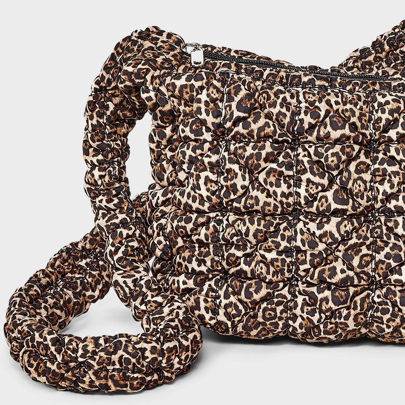 slide 5 of 5, Puffer Leopard Print Crossbody Handbag - Wild Fable™ Black, 1 ct