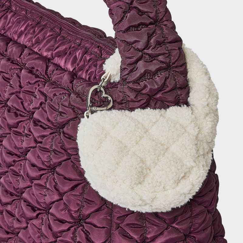 slide 4 of 4, Micro Quilted Pouch Bag Charm - Wild Fable™ Cream, 1 ct