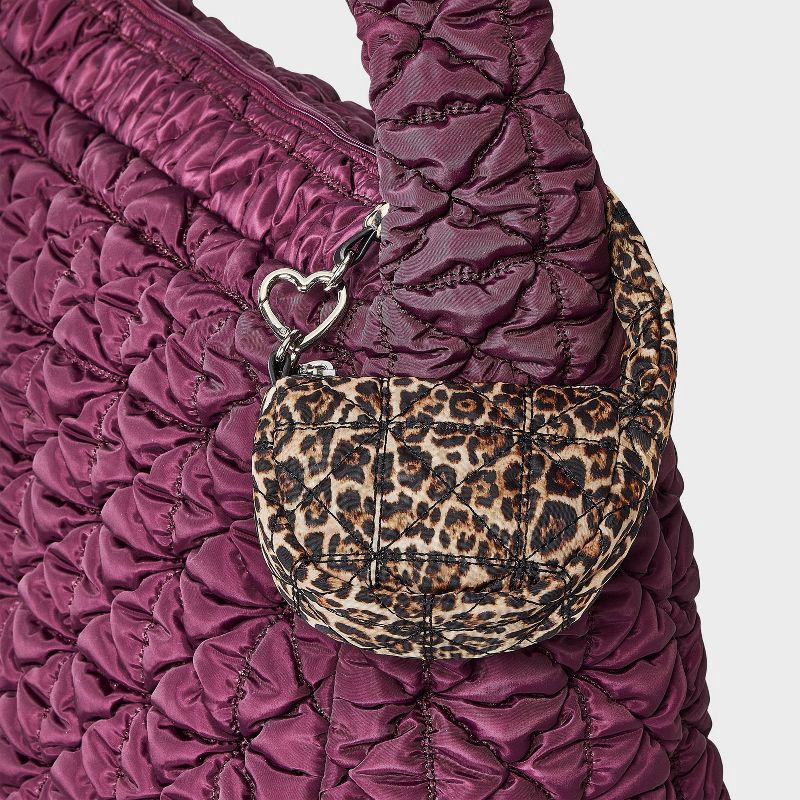 slide 4 of 4, Micro Quilted Leopard Print Pouch Bag Charm - Wild Fable™ Black, 1 ct