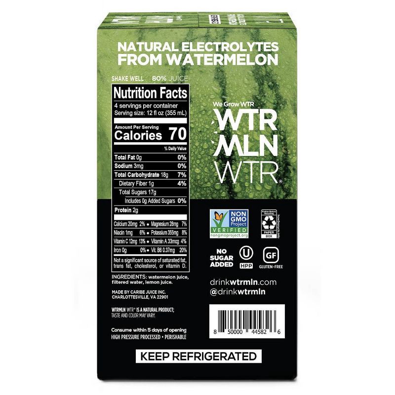 slide 4 of 7, WTRMLN WTR Original Hydration Cold Pressed Watermelon Blend Juice - 48oz/4pk, 48 oz, 4 ct