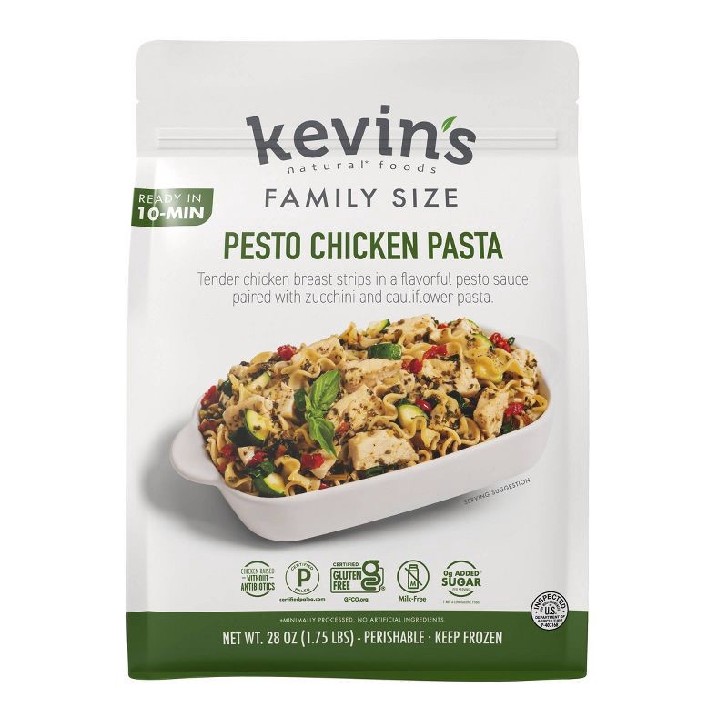 slide 1 of 4, kevin's natural foods Frozen Gluten Free Family Size Pesto Chicken Pasta - 28oz, 28 oz