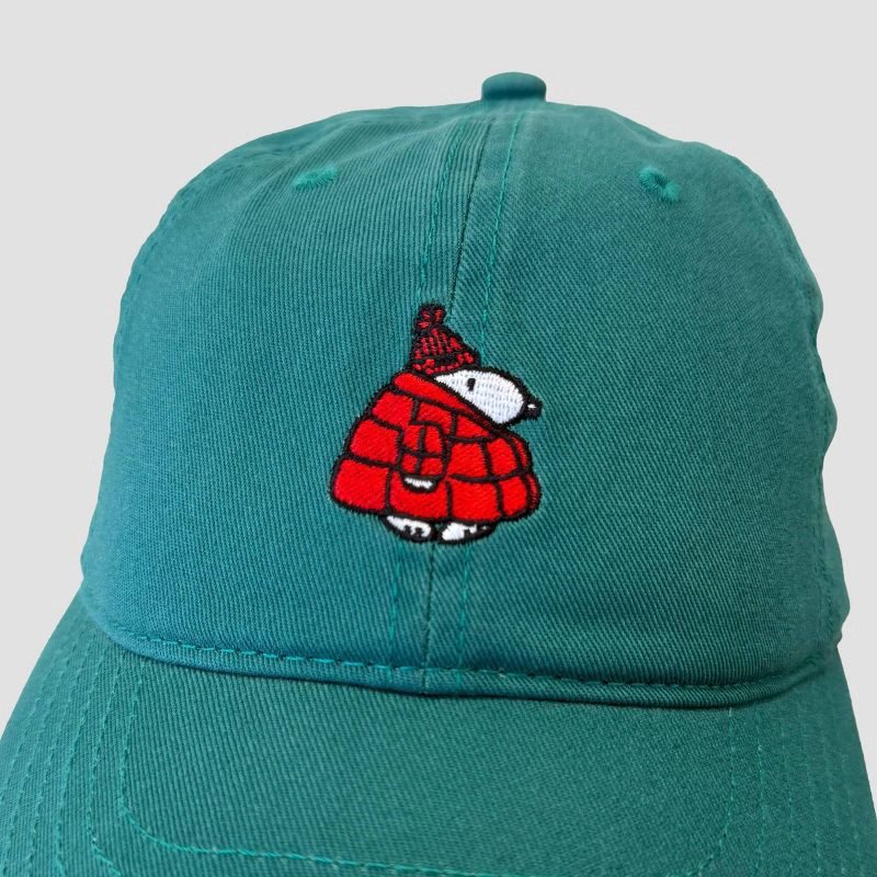 slide 4 of 4, Peanuts Snoopy Puffer Dad Hat - Forest Green, 1 ct