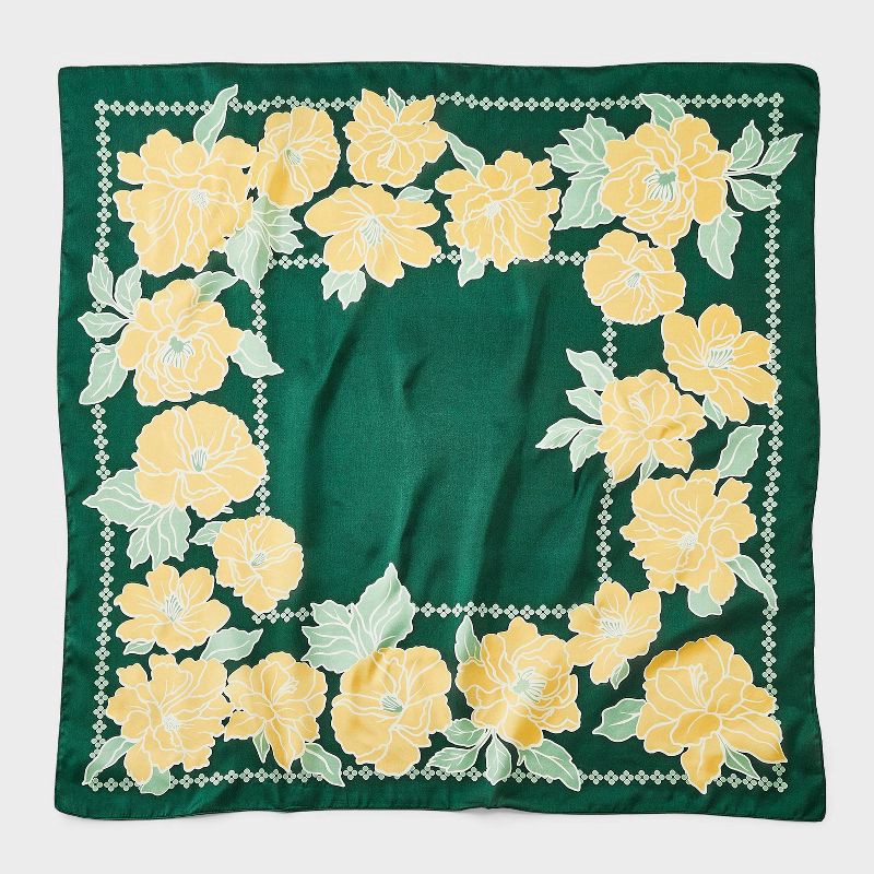 slide 2 of 3, Floral Printed Scarf - A New Day™ Green, 1 ct