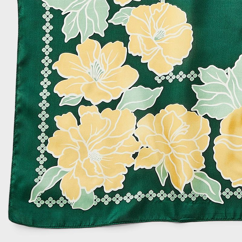 slide 3 of 3, Floral Printed Scarf - A New Day™ Green, 1 ct