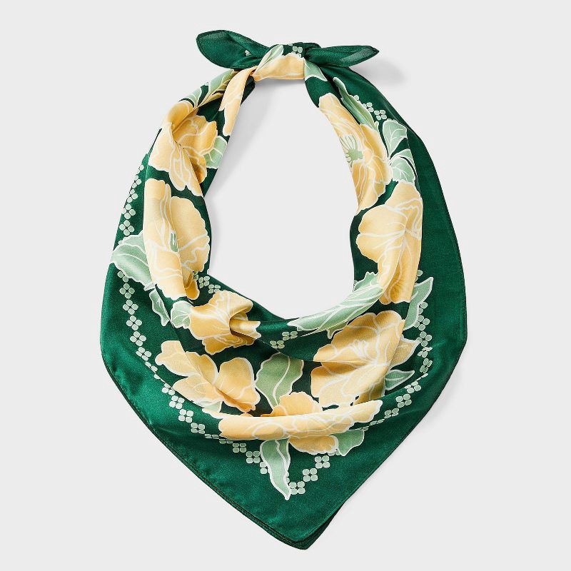 slide 1 of 3, Floral Printed Scarf - A New Day™ Green, 1 ct