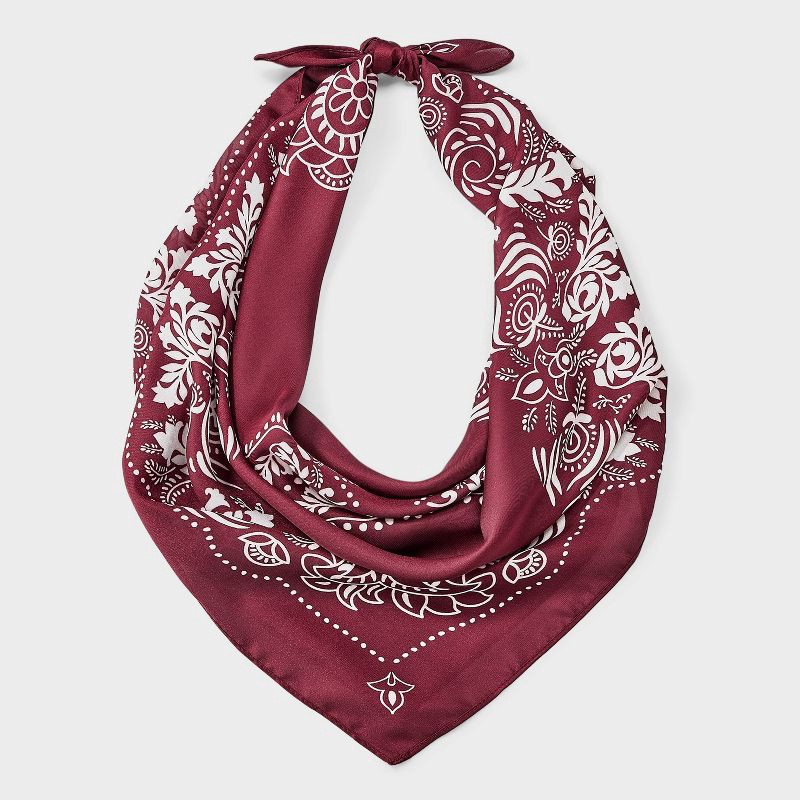 slide 1 of 3, Baroque Printed Scarf - A New Day™ Maroon, 1 ct