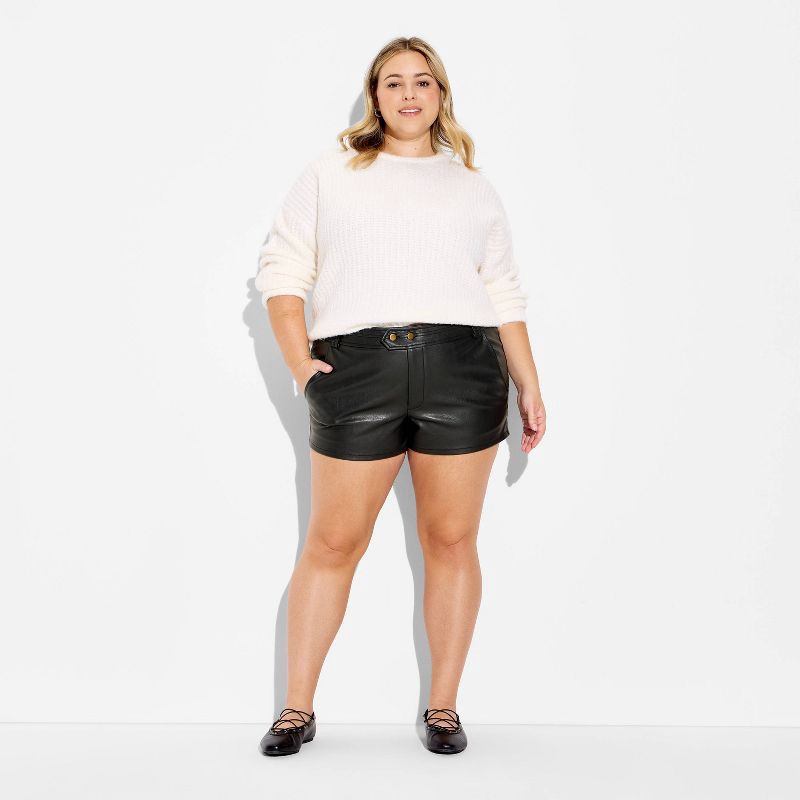 slide 1 of 3, Women's Low-Rise Faux Leather Hot Shorts - Wild Fable™ Black 17, 1 ct