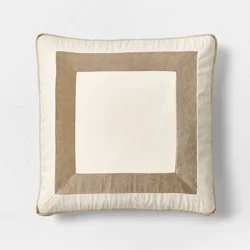 Threshold designed w/Studio McGee 22" Velvet Border Pillow Taupe - Threshold™ designed with Studio McGee