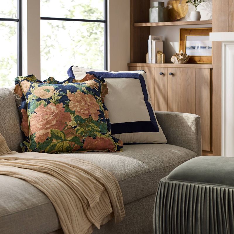 slide 2 of 4, Threshold designed w/Studio McGee 22" Velvet Border Pillow Navy - Threshold™ designed with Studio McGee, 1 ct