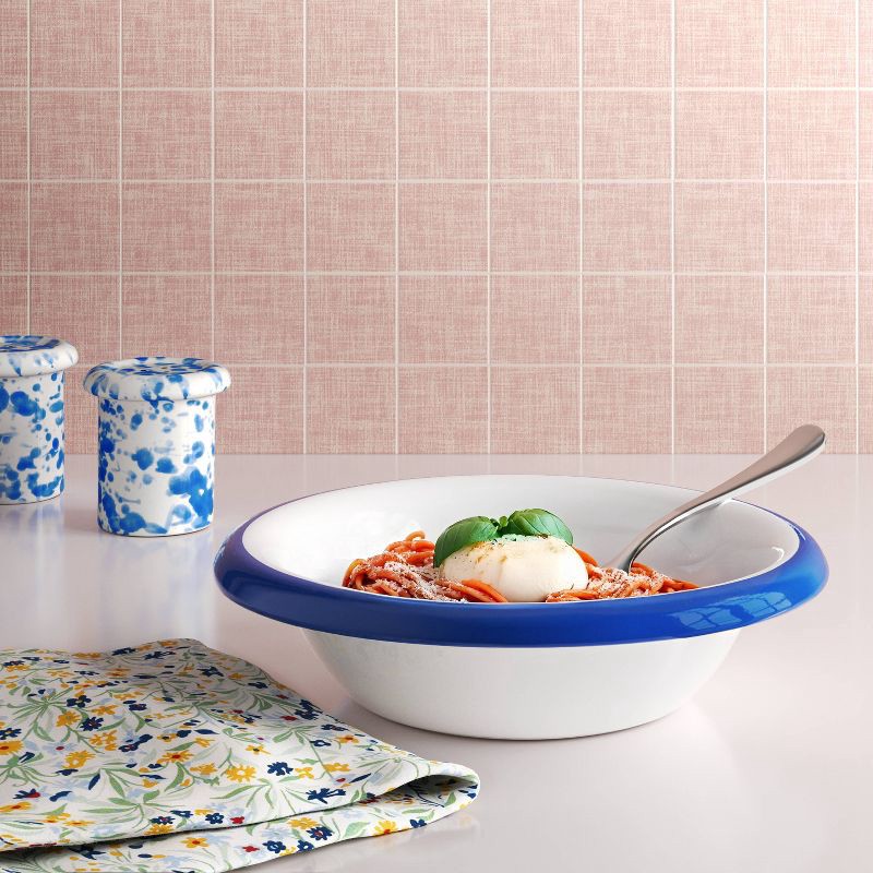 slide 2 of 3, 800ml Stoneware Round Rim Pasta Bowl Blue/White - Room Essentials™, 800 ml