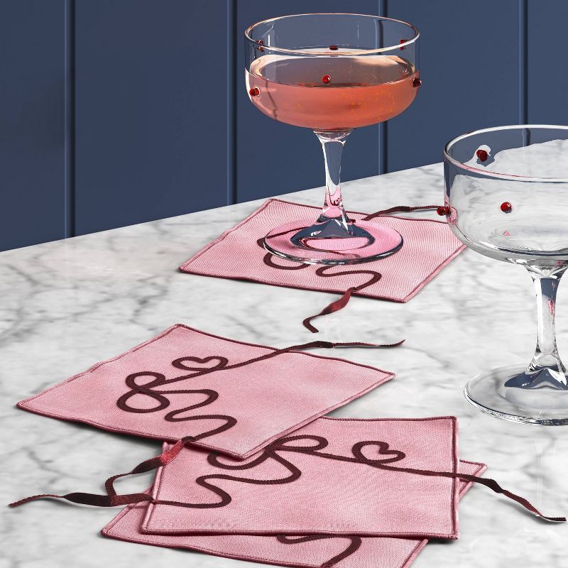 slide 2 of 3, 4pk Bow Cocktail Napkins Pink - Threshold™, 4 ct
