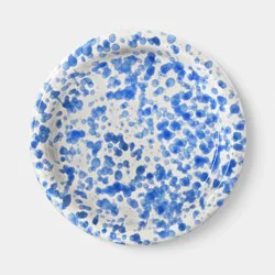 8.5" Stoneware Round Rim Salad Plate Blue Splatter - Room Essentials™