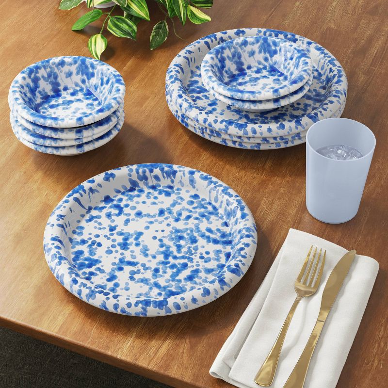 slide 2 of 3, 245ml Stoneware Round Rim Snack Bowl Blue Splatter - Room Essentials™, 245 ml