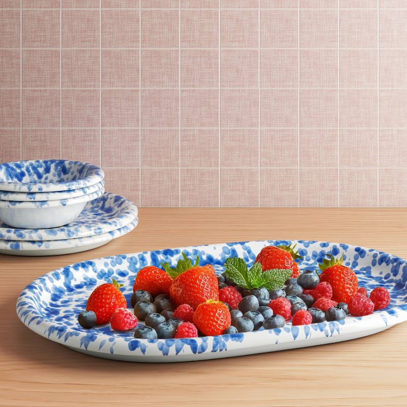 slide 2 of 3, 11" Round Rim Serving Platter Blue Splatter - Room Essentials™, 1 ct