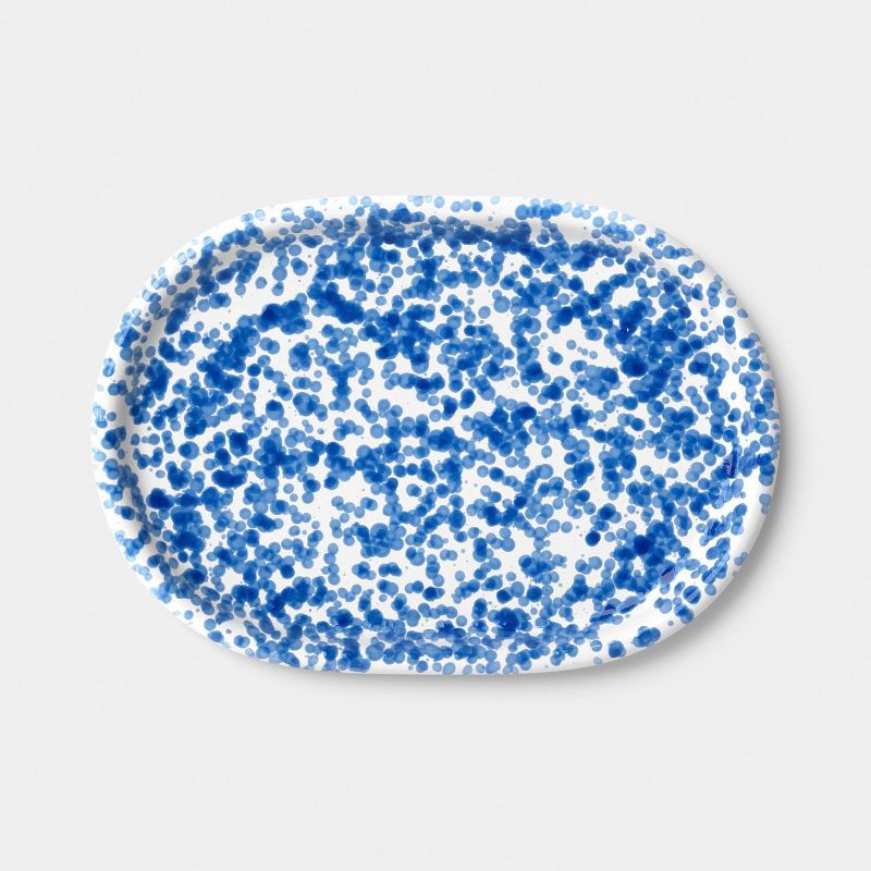 slide 3 of 3, 11" Round Rim Serving Platter Blue Splatter - Room Essentials™, 1 ct