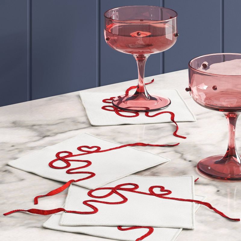 slide 2 of 3, 4pk Bow Cocktail Napkins White - Threshold™, 4 ct
