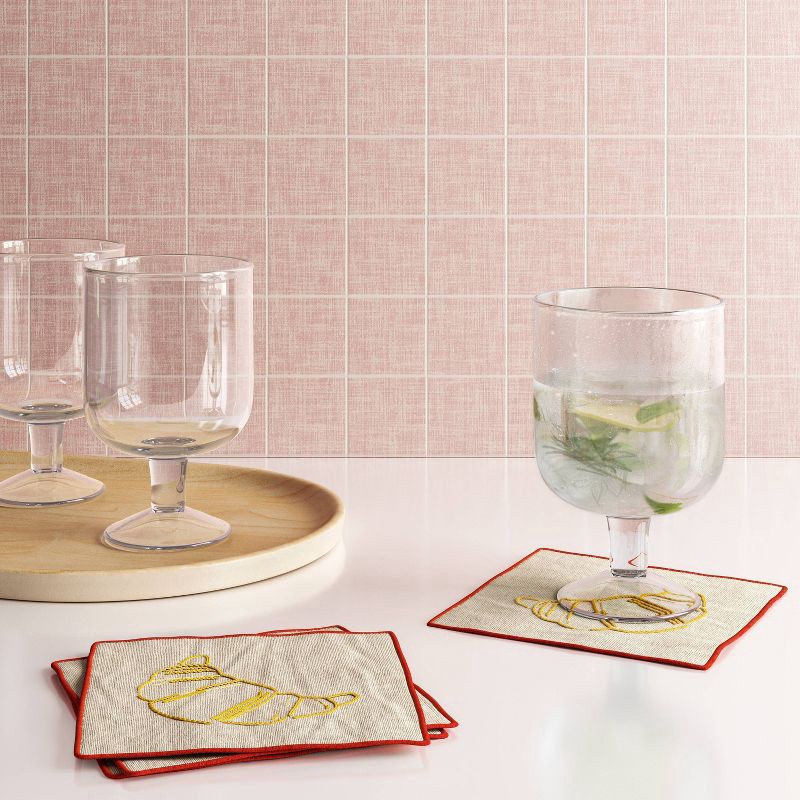 slide 2 of 3, 4pk Croissant Embroidered Cocktail Napkins - Room Essentials™, 4 ct