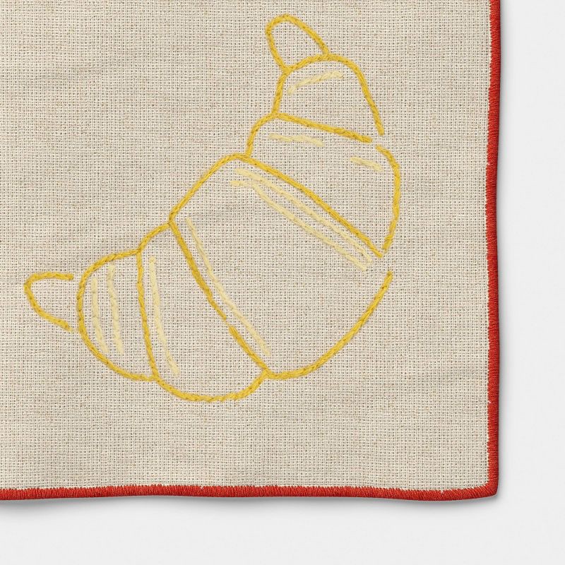 slide 3 of 3, 4pk Croissant Embroidered Cocktail Napkins - Room Essentials™, 4 ct