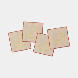 4pk Croissant Embroidered Cocktail Napkins - Room Essentials™