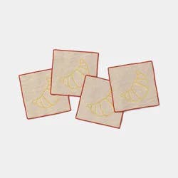 4pk Croissant Embroidered Cocktail Napkins - Room Essentials™