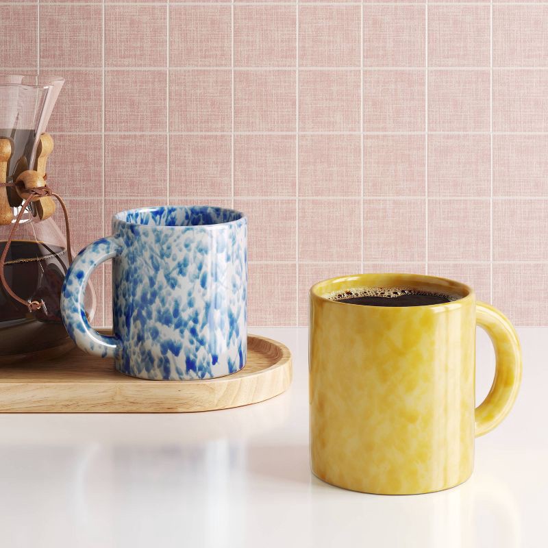 slide 2 of 3, 15.2oz Stoneware Mug Blue Splatter - Room Essentials™, 15.2 oz