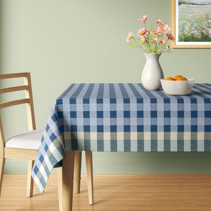 slide 2 of 3, 104"x60" Checked Tablecloth Blue - Room Essentials™, 1 ct