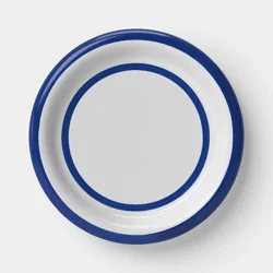 8.625" Stoneware Round Rim Salad Plate Blue Striped - Room Essentials™