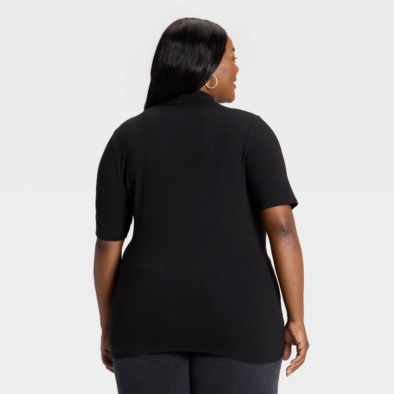 slide 2 of 3, Women's Slim Fit Short Sleeve Mock Turtleneck T-Shirt - Ava & Viv™ Black 2X, 1 ct
