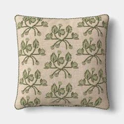 Square Embroidered Vine Pillow Neutral/Green - Threshold™