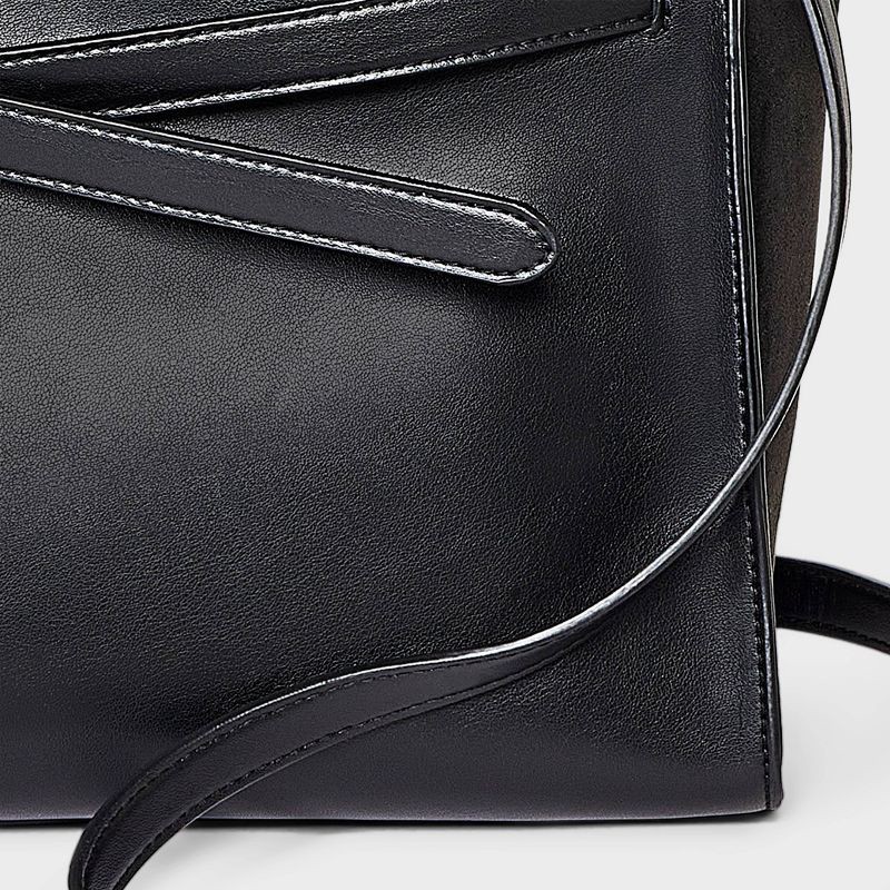 slide 5 of 6, Belted Top Handle Satchel Handbag - A New Day™ Black, 1 ct