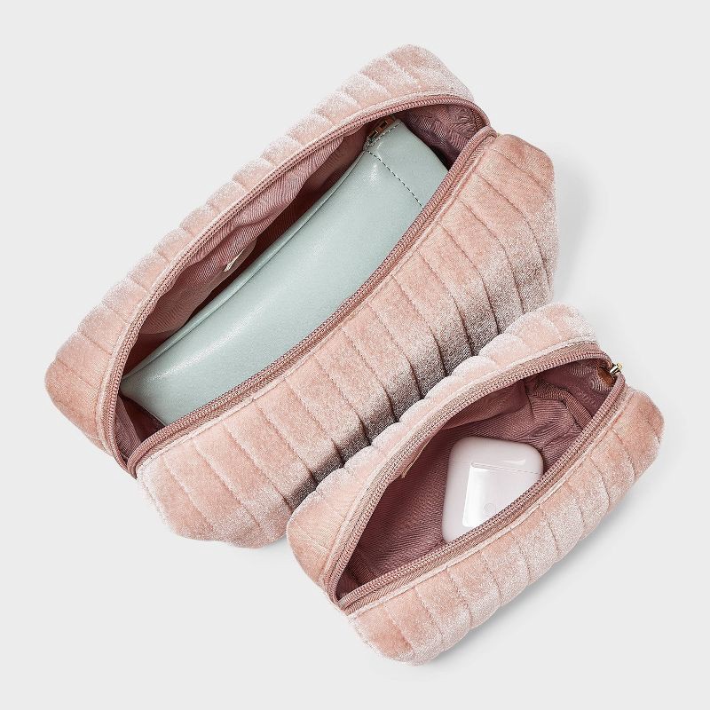 slide 3 of 6, Cosmetic Pouch 2pc Set - Universal Thread™ Pink, 2 ct