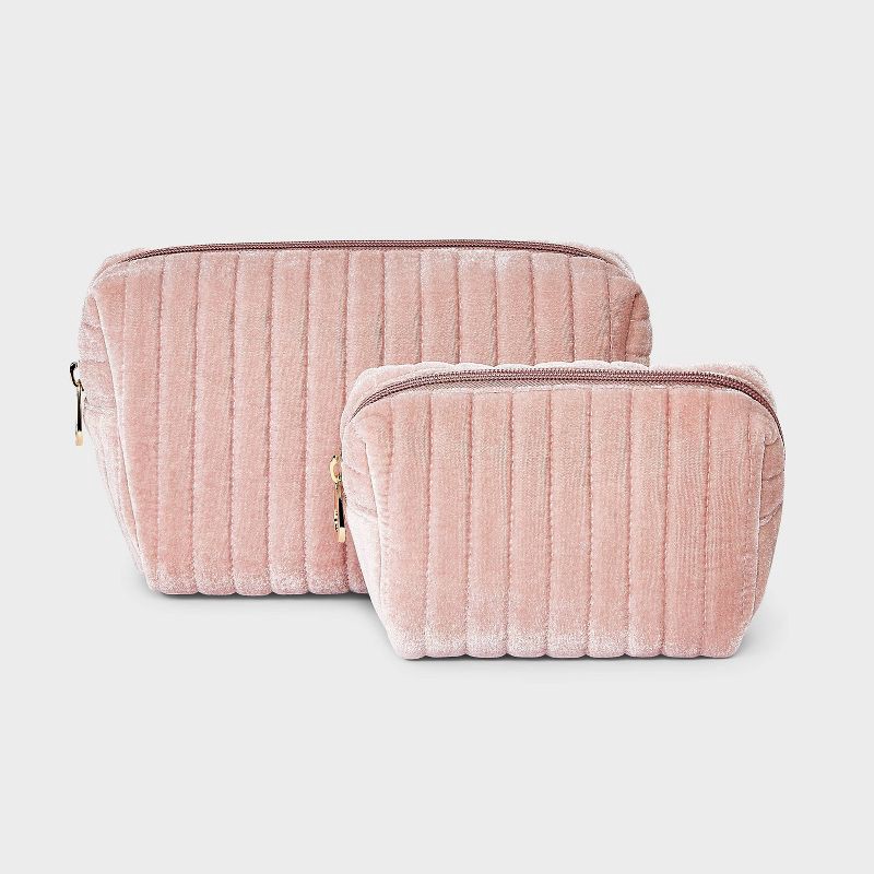 slide 1 of 6, Cosmetic Pouch 2pc Set - Universal Thread™ Pink, 2 ct